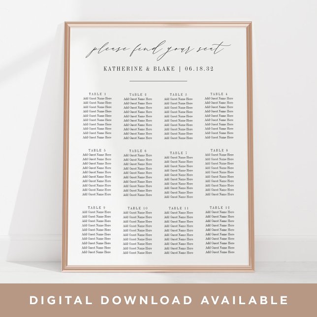 Please Find Your Seat Script Wedding Seating Chart (Creator Uploaded)