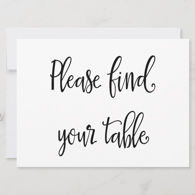"Please Find Your Table" Wedding Seating Card Sign (Front)