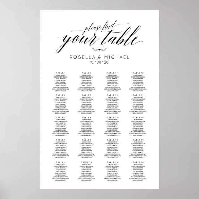 Please Find Your Table - Wedding Seating Chart (Front)