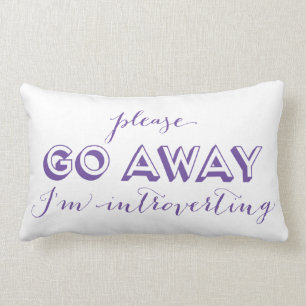 Please go away i'm introverting purple Introvert Lumbar Cushion
