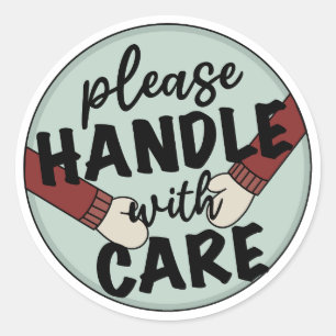 Please Handle with Care Christmas Packaging Classic Round Sticker