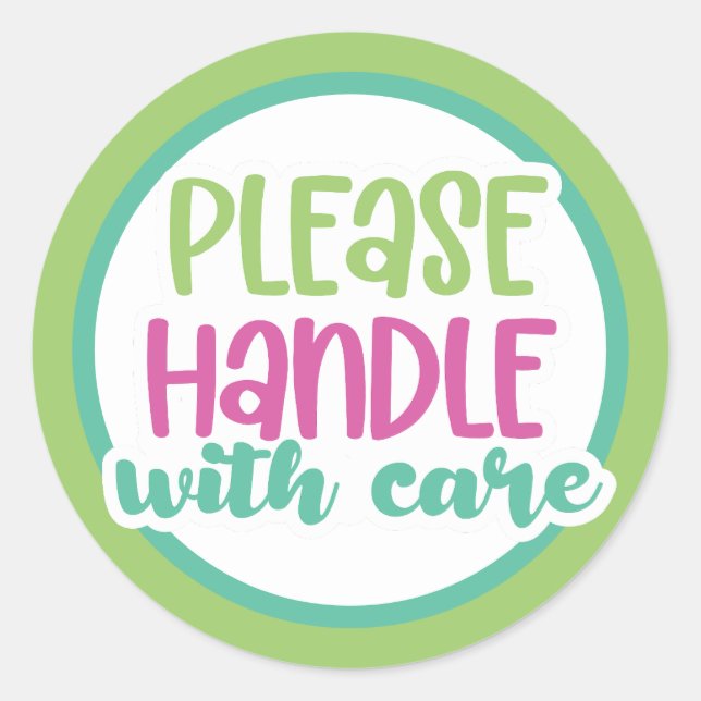 Please handle with care classic round sticker (Front)