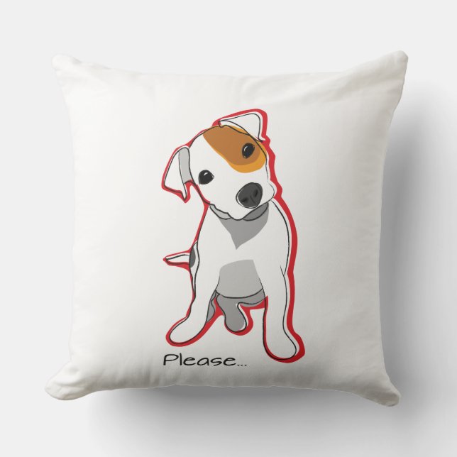 Please Jack Russell Terrier Pillow (Front)
