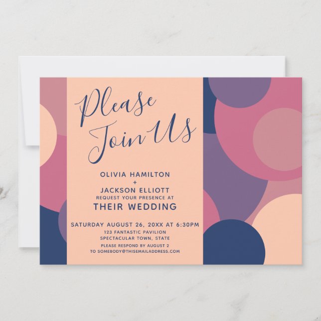 Please Join Us Colourful Circles Wedding Invitation (Front)