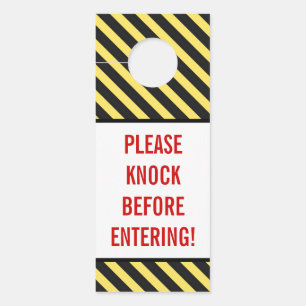 "PLEASE KNOCK BEFORE ENTERING!" + Stripes Door Hanger