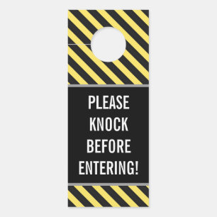 "PLEASE KNOCK BEFORE ENTERING!" + Stripes Door Hanger