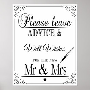 Please leave advice for the new Mr & Mrs Poster
