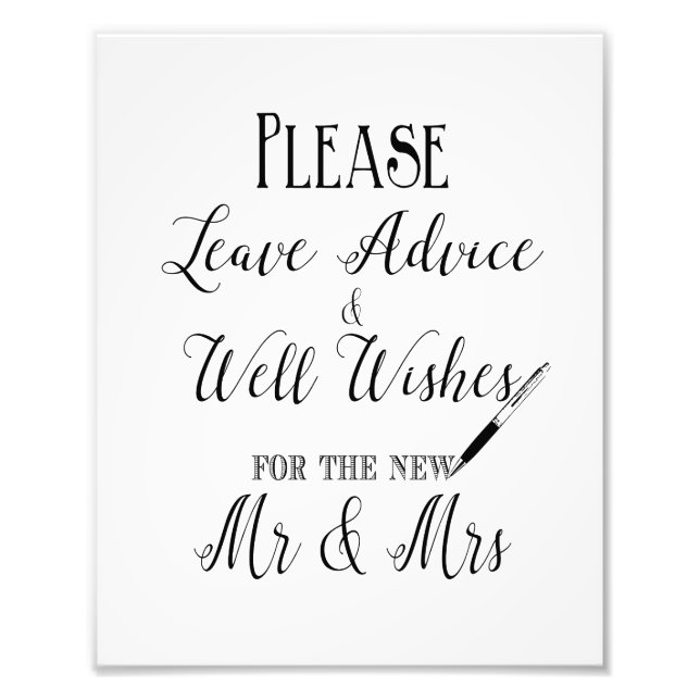 Please leave your advice wedding sign (Front)