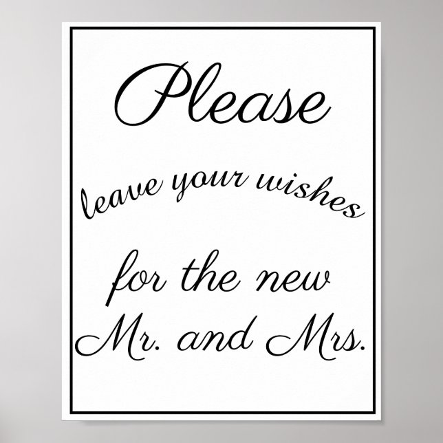 Please leave your wishes for the new mr. and mrs. poster (Front)
