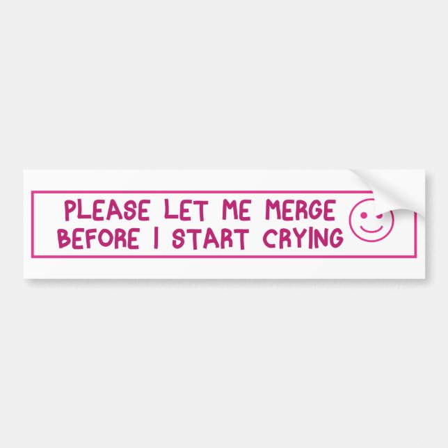 please let me merge before i start crying, Aesthet Bumper Sticker (Front)