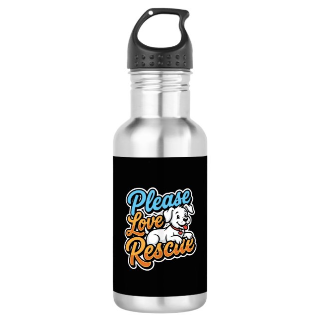 Please Love Rescue Dog 532 Ml Water Bottle (Front)