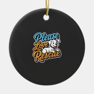 Please Love Rescue Dog Ceramic Tree Decoration