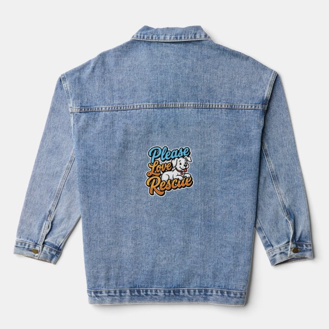 Please Love Rescue Dog Denim Jacket (Back)