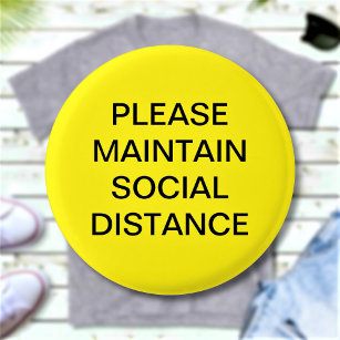 Please Maintain Social Distance Appeal Custom Text 3 Cm Round Badge
