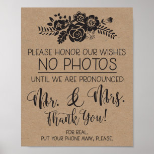 Please No Cell Phone Photos Wedding Ceremony Sign