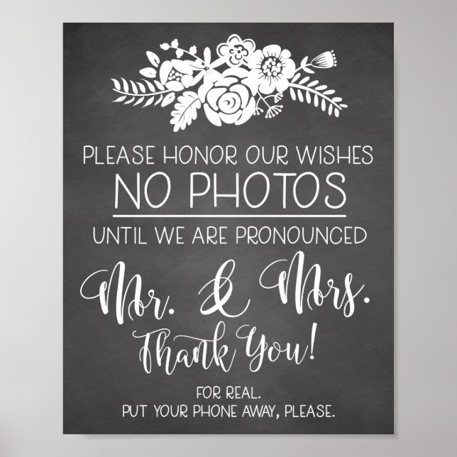 Please No Cell Phone Photos Wedding Ceremony Sign (Front)