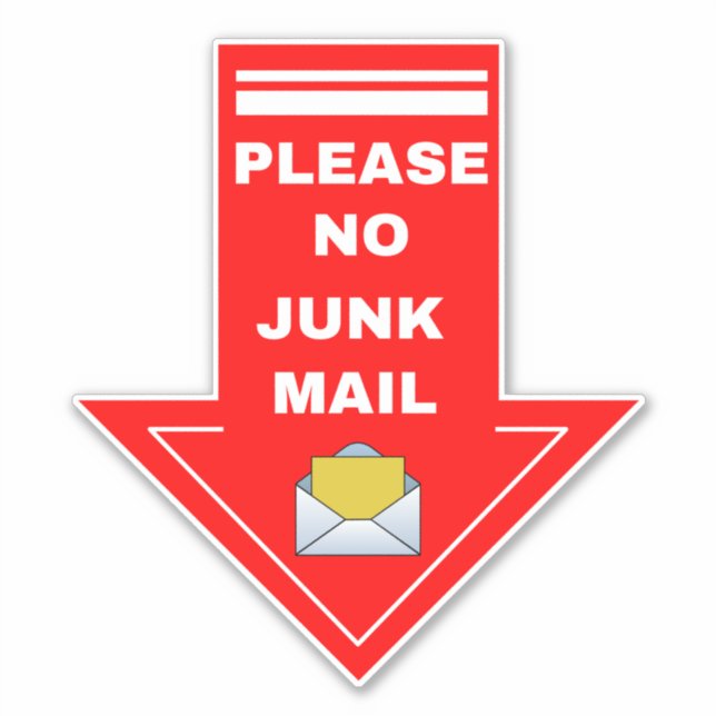 Please No Junk Mail Sign - Red Arrow (Front)