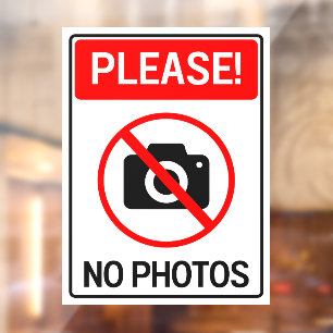 Please No Photos Sign Privacy Window Cling
