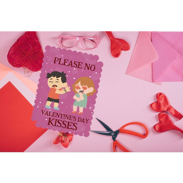 Please No Valentine's Day Kisses Funny Cartoon Holiday Card (Creator Uploaded)