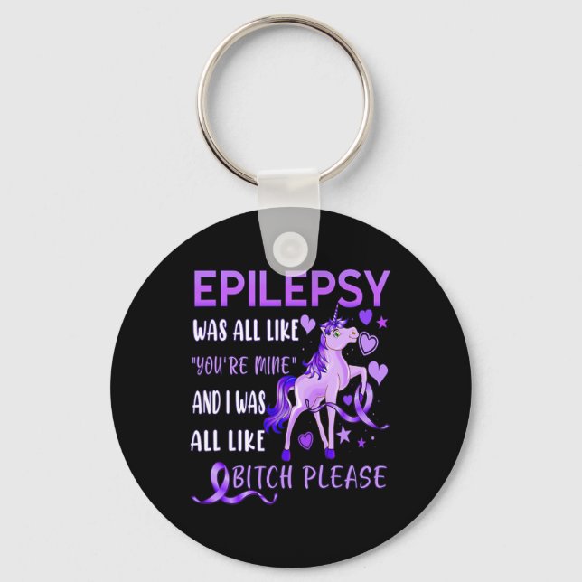 Please Purple Ribbon S Epilepsy Awareness  Key Ring (Front)
