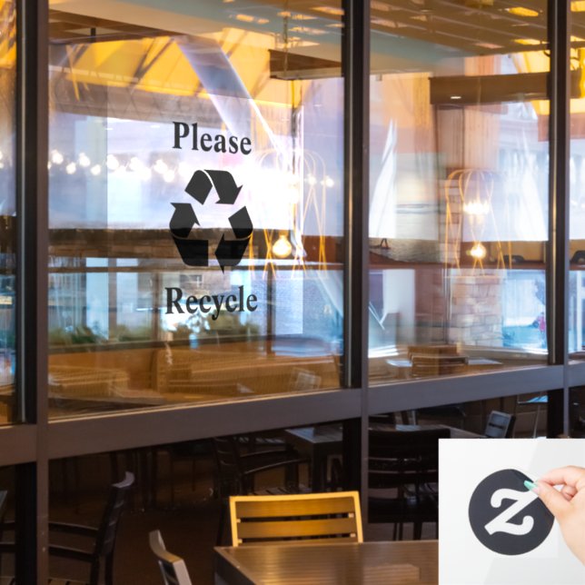 Please Recycle with Recycling Symbol  (Restaurant Window)