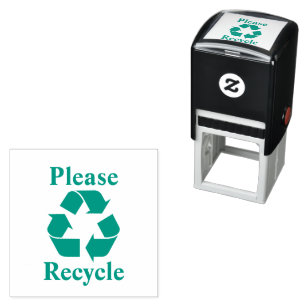 Please Recycle with Recycling Symbol Square Self-inking Stamp
