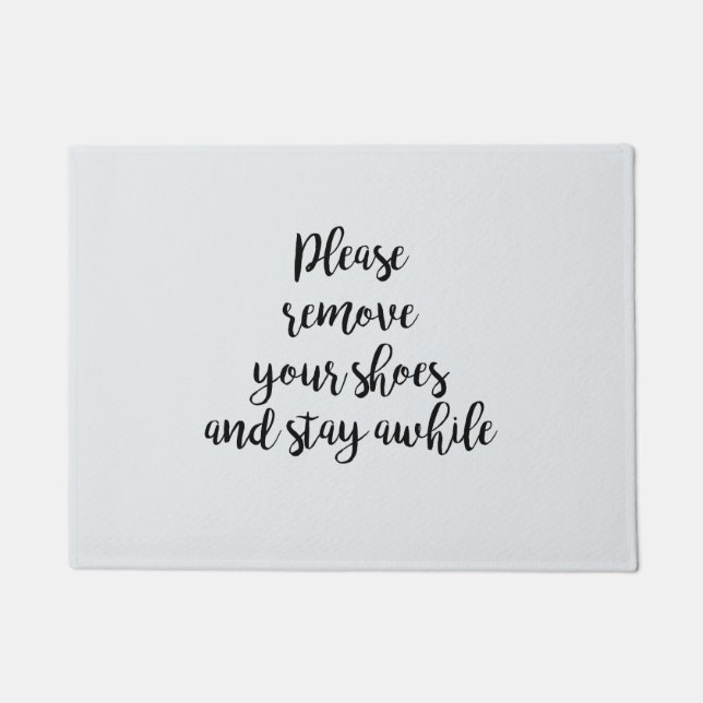 Please remove your shoes and stay awhile blue doormat (Front)