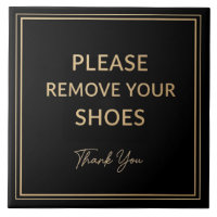 Please Remove Your Shoes Sign black and gold