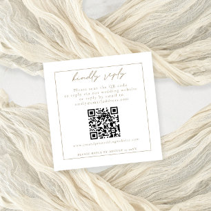 Please Reply QR Code Champagne Wedding RSVP Enclosure Card