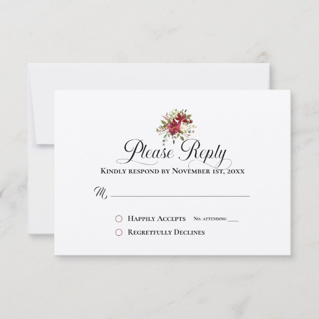Please Reply RSVP  Christmas Bouquet Holiday (Front)