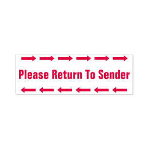 "Please Return To Sender" + Arrow Rubber Stamp