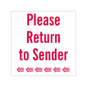 "Please Return to Sender" + Arrow Rubber Stamp