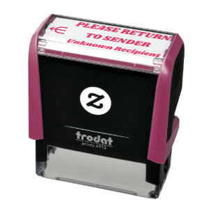 "PLEASE RETURN TO SENDER" "Unknown Recipient" Self-inking Stamp