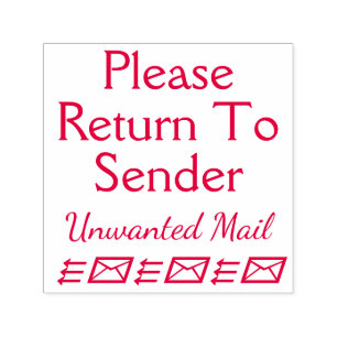 "Please Return To Sender" "Unwanted Mail" Self-inking Stamp