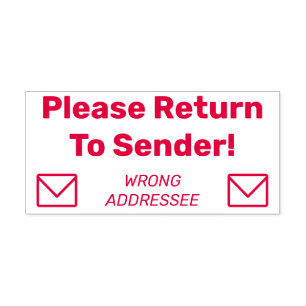 "Please Return To Sender!" "WRONG ADDRESSEE" Self-inking Stamp