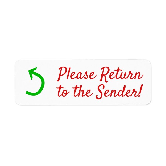"Please Return to the Sender!" + Arrow Label (Front)