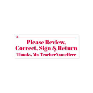 "Please Review, Correct, Sign & Return" Self-inking Stamp
