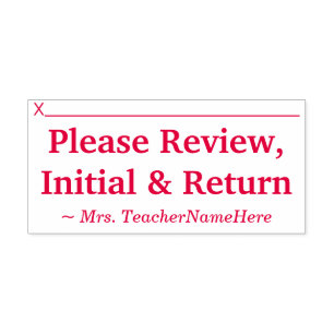 "Please Review, Initial & Return" Rubber Stamp