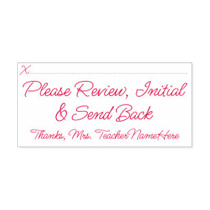 "Please Review, Initial & Send Back" Rubber Stamp