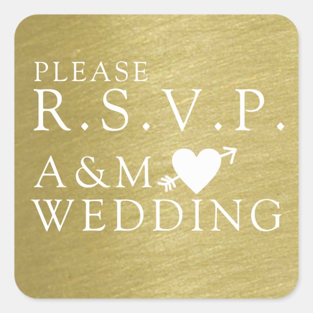 please RSVP elegant faux gold wedding  Square Sticker (Front)