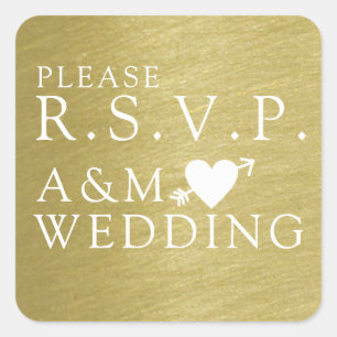 please RSVP elegant faux gold wedding  Square Sticker