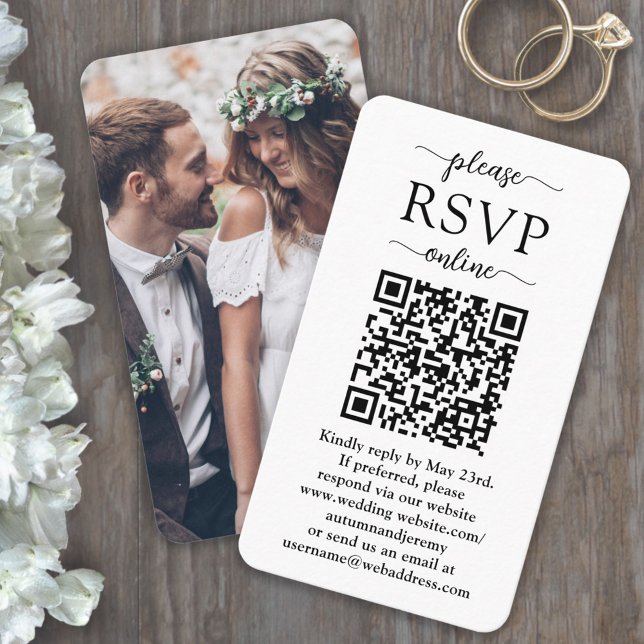 Please RSVP Online Wedding Website QR Code Photo Enclosure Card (Creator Uploaded)