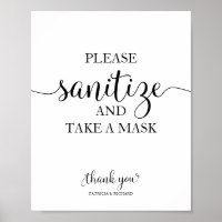 Please Sanitise And Take A Mask Wedding Sign