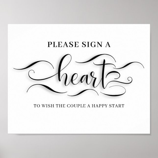 Please Sign A Heart Wedding Sign (Front)