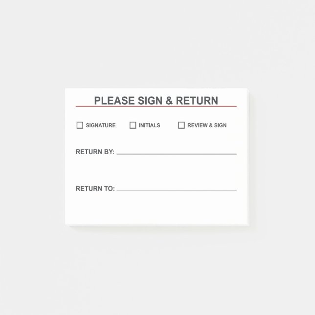 Please Sign And Return Post-it Notes (Front)