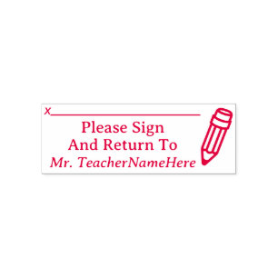 "Please Sign And Return To" and Name Rubber Stamp