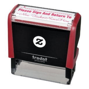 "Please Sign And Return To" + Teacher Name Self-inking Stamp