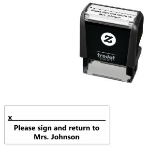 Please Sign and Return To with Teacher's Name Self-inking Stamp