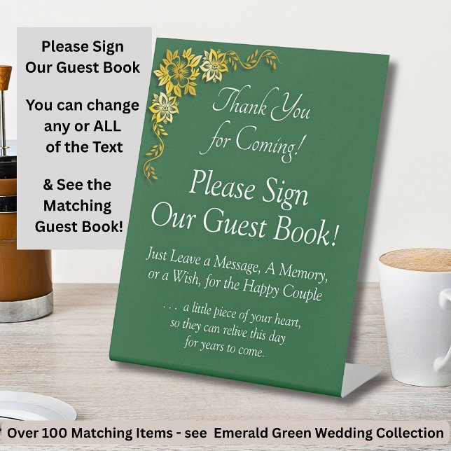 Please Sign Our Guest Book Emerald Green & Gold (Creator Uploaded)