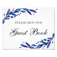Please sign our guest book poster. Blue wedding